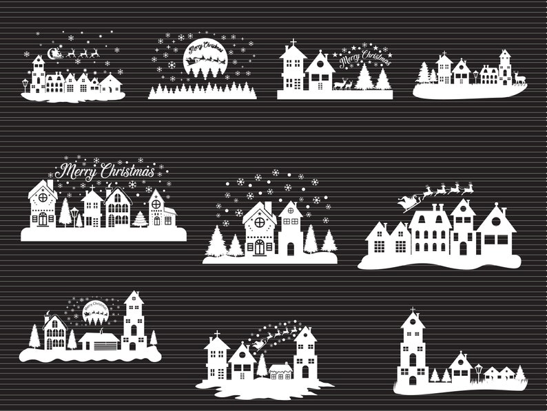 Winter Scene SVG Christmas Scene Svg Winter Scene Bundle - Etsy