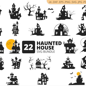 Haunted house SVG, Haunted house Bundle SVG, Halloween Haunted house Silhouette, Haunted house Clipart, Digital File, Cricut Svg file