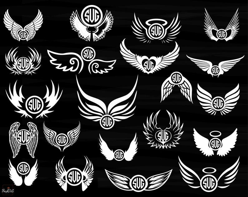 Download Wings Monogram SVG Wings Monogram Bundle SVG Wings Monogram | Etsy
