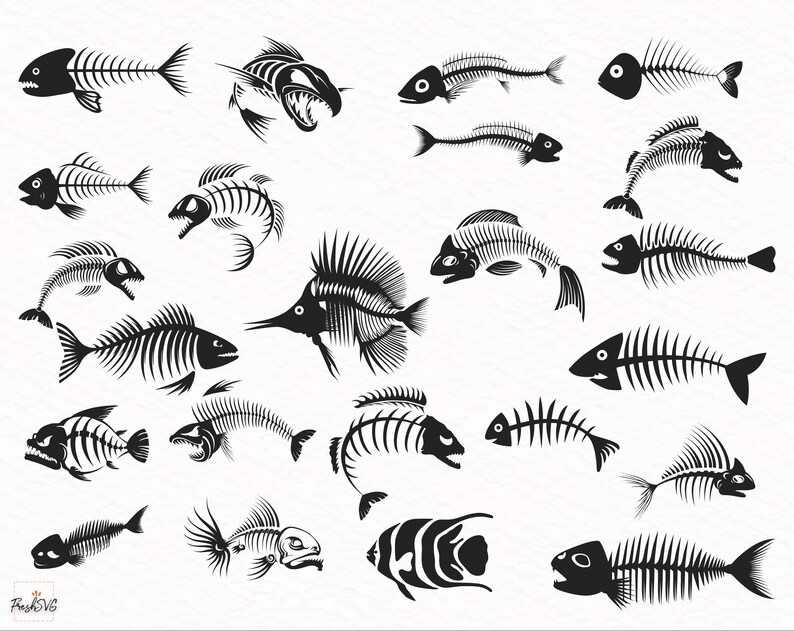 Download Fish Skeleton SVG Fish Skeleton Bundle SVG Fish Skeleton | Etsy