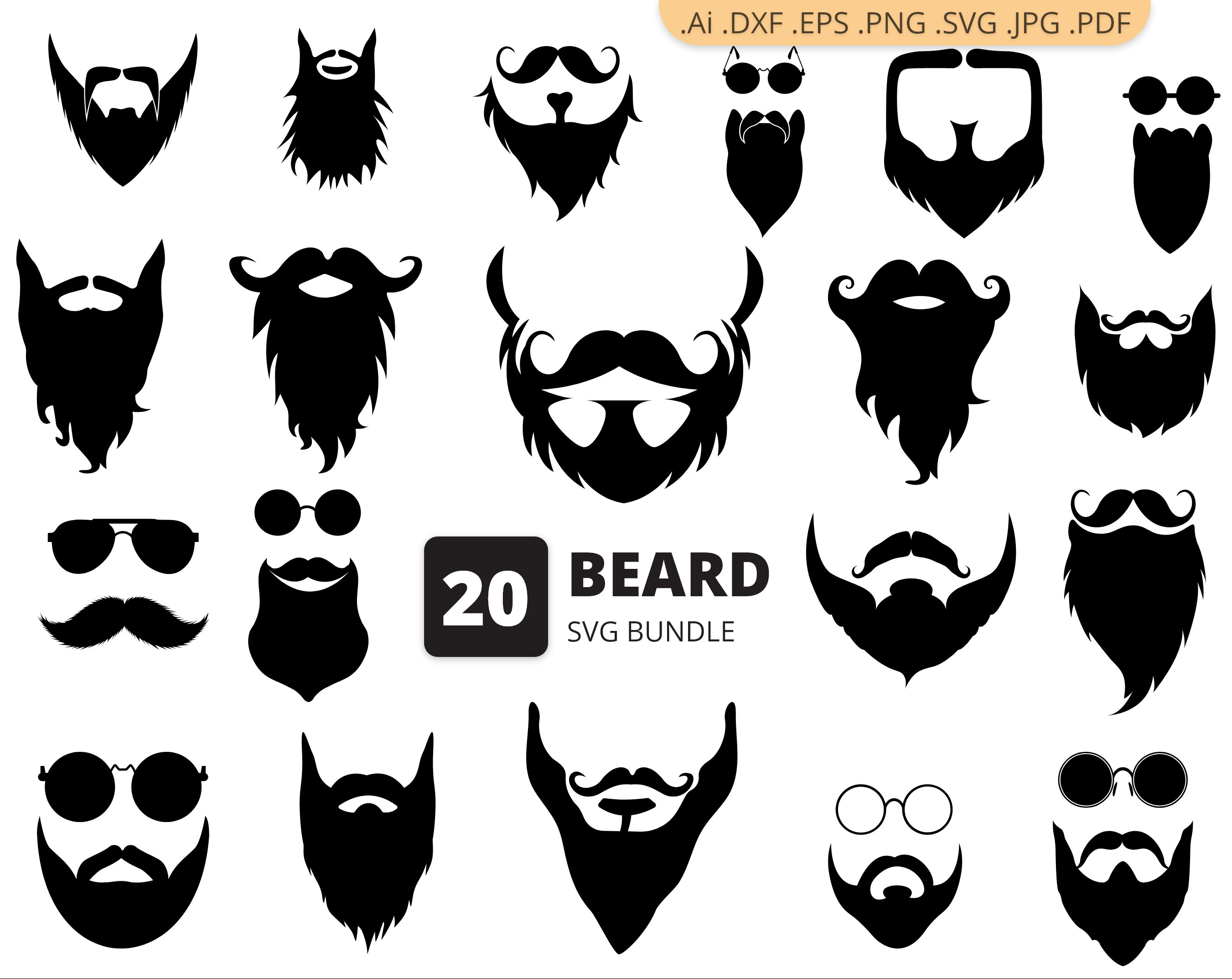 Bart SVG, Bart Bündel SVG, Bart Silhouette, Bart Clipart, Digitale