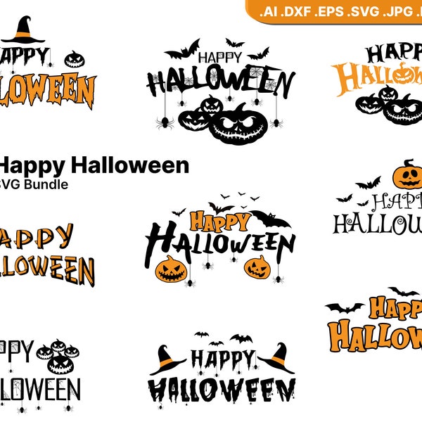 Happy Halloween SVG, Halloween SVG Bundle, Silhouette, Clipart, Digital File, Cricut Svg file, Instant download