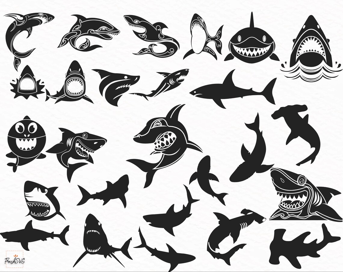 Download Shark Shark SVG Bundle shark cake topper Shark dxf shark ...
