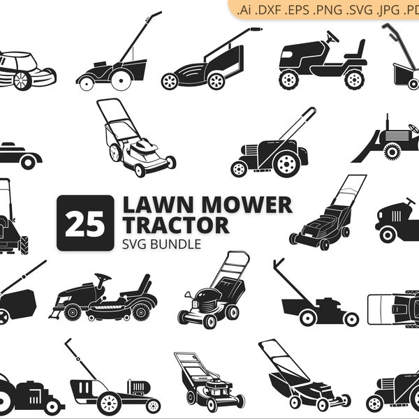 Lawn Mower Tractor SVG, Lawn Mower Tractor Bundle SVG, Lawn Mower Tractor Silhouette, Mower Tractor Clipart, Digital File, Cricut Svg file