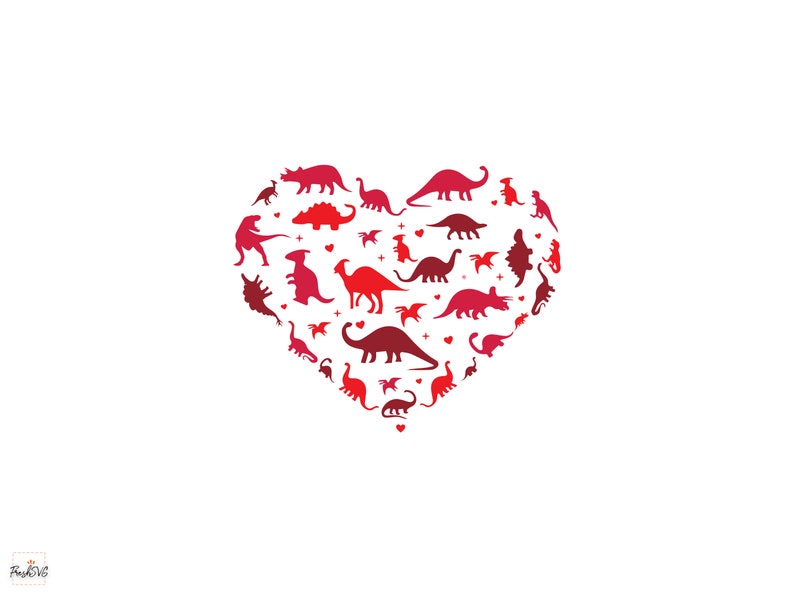 Dinosaur Heart SVG Dinosaur Heart SVG Bundle Valentine Heart - Etsy