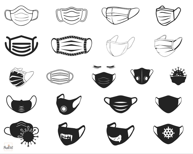 Download Mask SVG Mask Bundle SVG Mask Silhouette Mask Clipart | Etsy