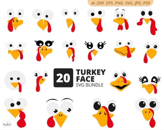 Turkey Face SVG Turkey Face Bundle SVG Turkey Face