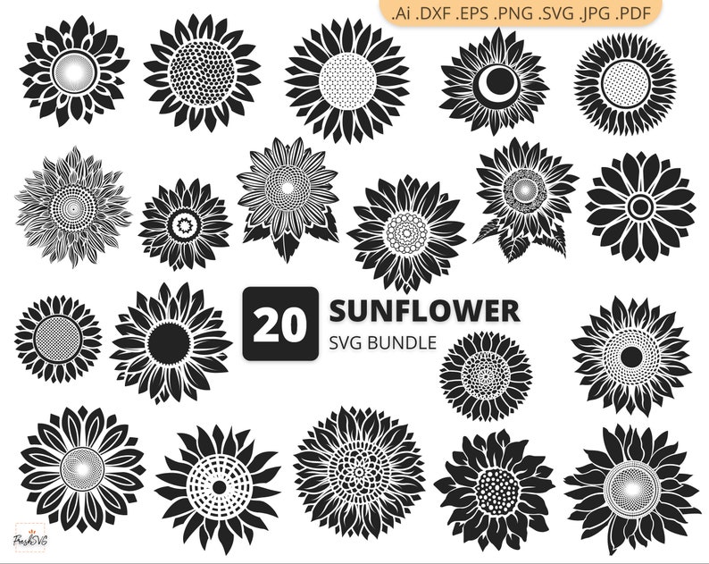 Download Sunflower SVG Sunflower Bundle SVG Sunflower Silhouette | Etsy