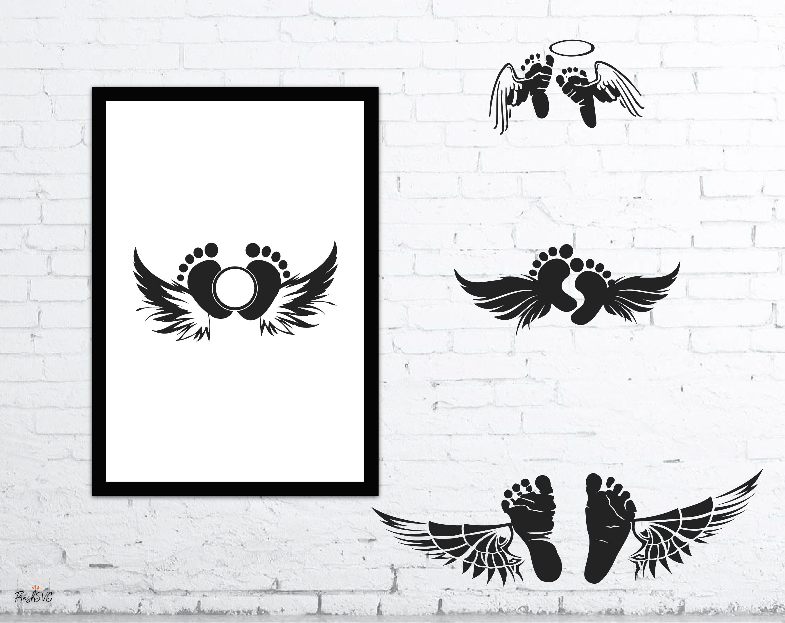 Baby Memorial SVG Baby Feet Wings SVG Baby Memorial Bundle Etsy