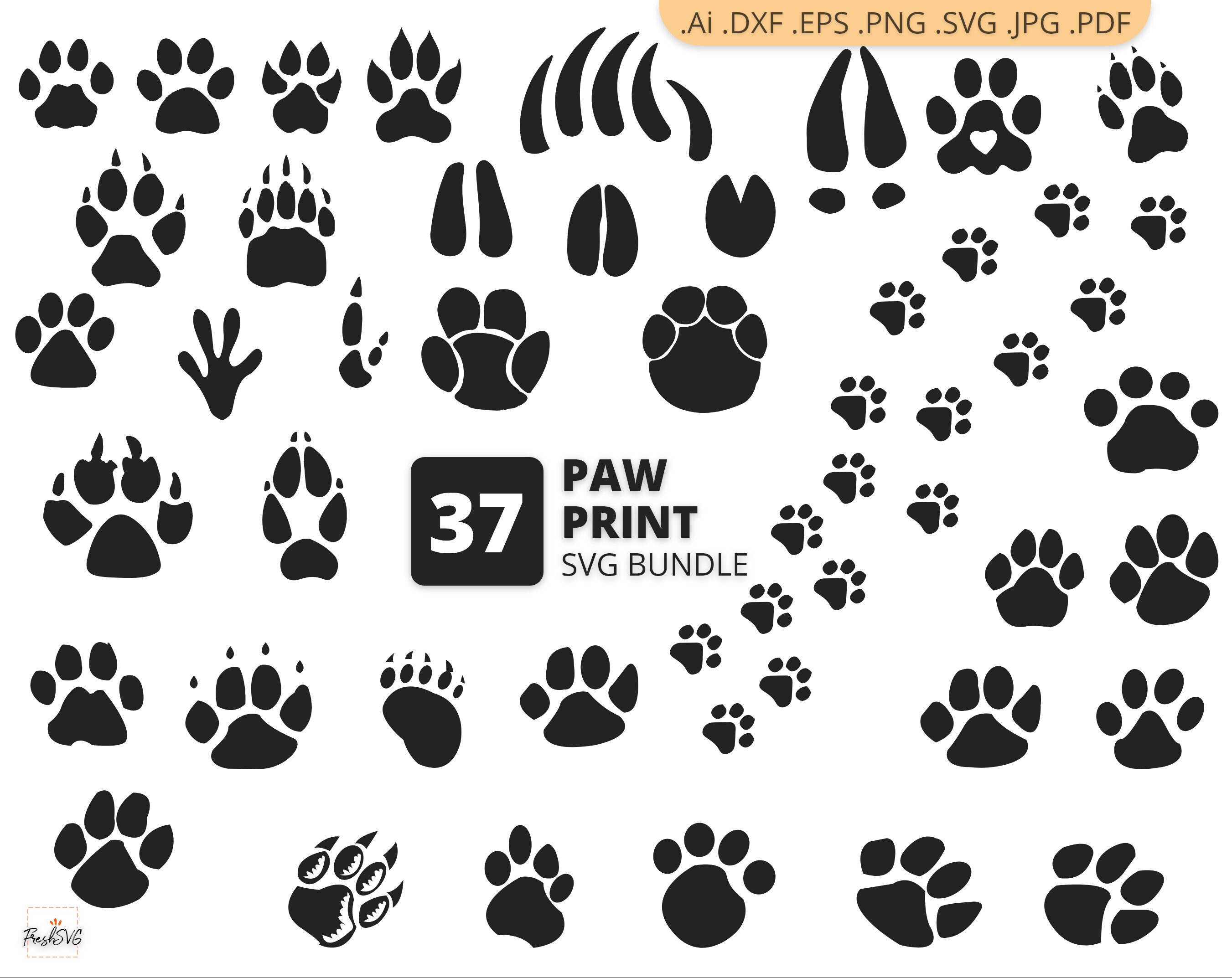 Download Paw Print SVG Paw Print Bundle SVG Paw Print Silhouette ...