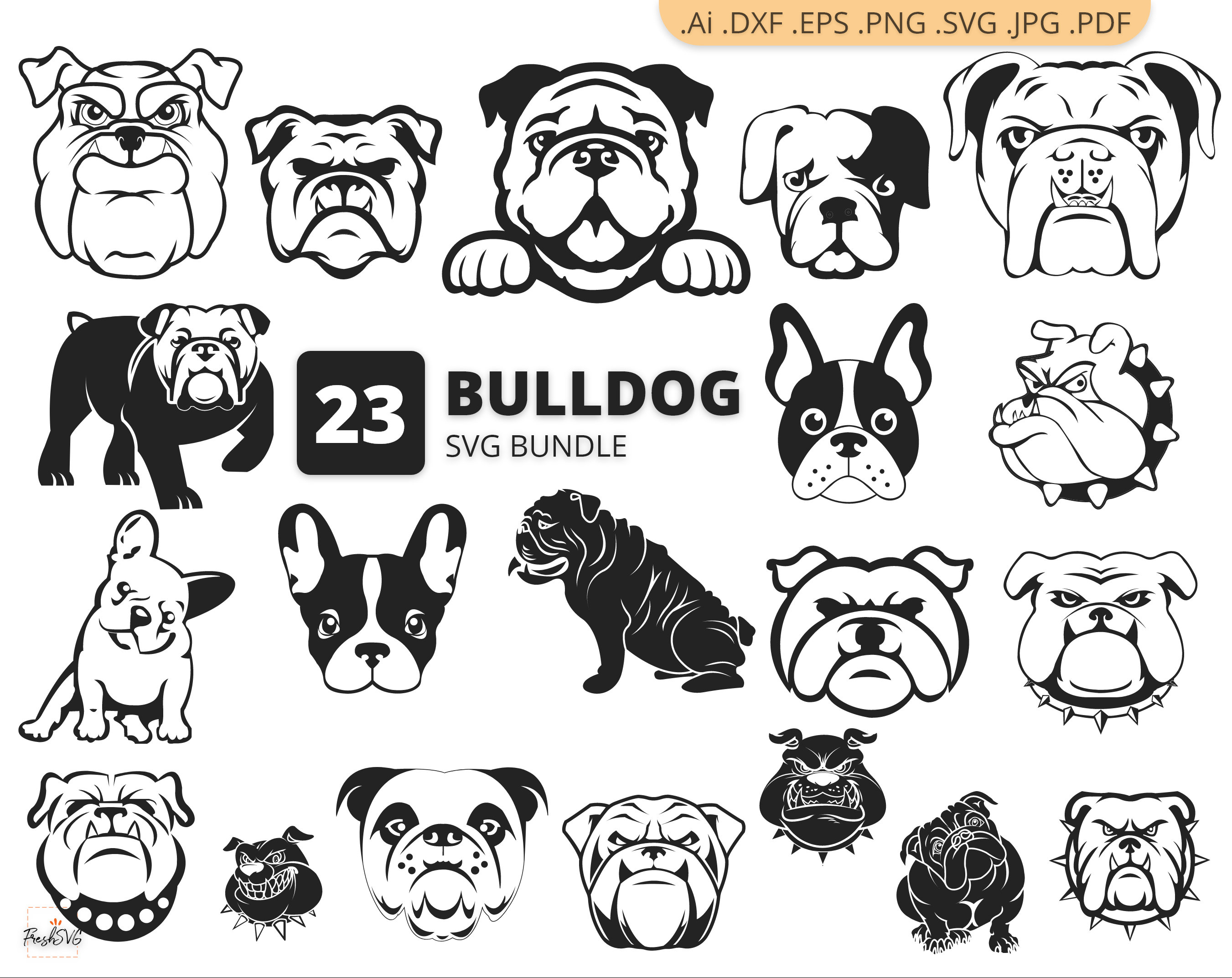 Bulldog SVG Bulldog Bundle SVG Bulldog Silhouette Bulldog - Etsy