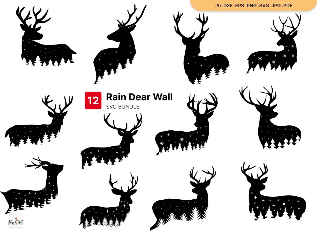 Reindeer Wall Décor SVG Reindeer Wall Bundle SVG Reindeer Etsy