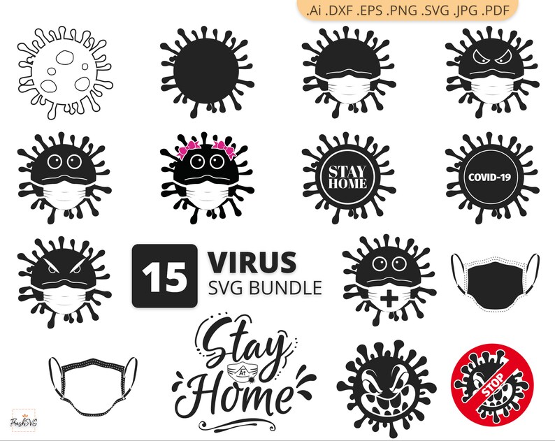 Download Virus SVG Virus Bundle SVG Virus Silhouette Stay Home SVG ...