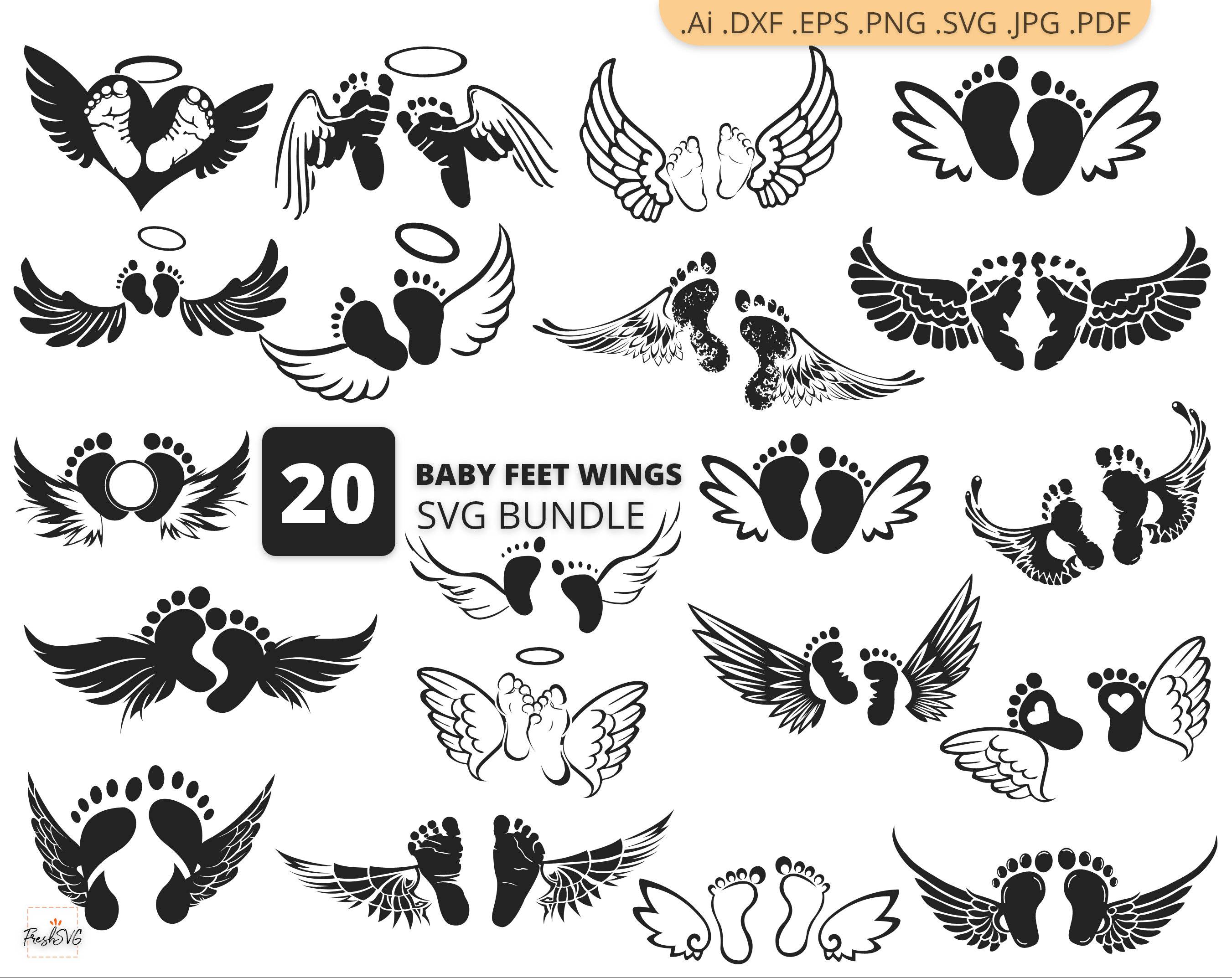 Baby Memorial Svg Baby Feet Wings Svg Baby Memorial Bundle Etsy