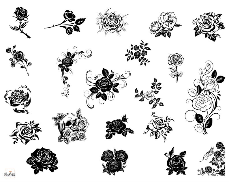 Download Rose SVG Rose Bundle SVG flower svg Rose Silhouette Rose | Etsy