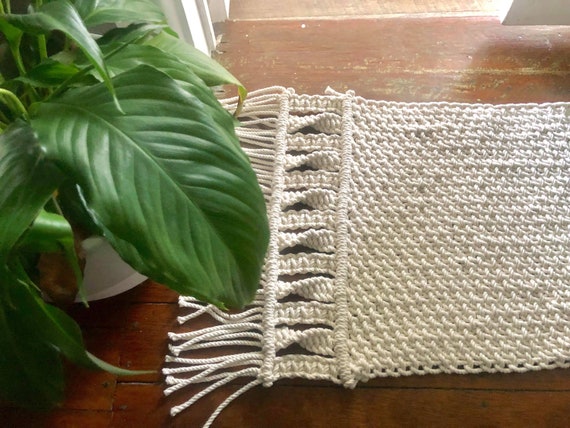 White Macrame Floor Mat