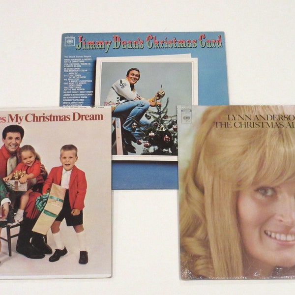 Christmas country vinyl bundle 1960s singers Sonny James My Christmas Dream, Jimmy Dean Christmas Card, Lynn Anderson Christmas Album, 4 LPs