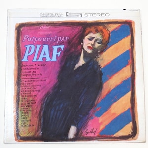 Edith Piaf vinyl stereo 1961 Potpourri Par Piaf in French, Mon Dieu, Exodus, Boulevard Du Crime, La Belle Histoire D&#39;Amour, chansons