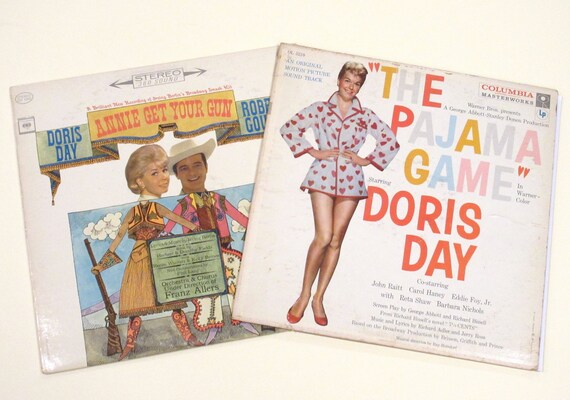 Doris Day musicals movies vinyl choice of 2 record bundle, Pajama Game and Annie Get Your Gun, or Hooray for Hollywood and Great Movie Songs