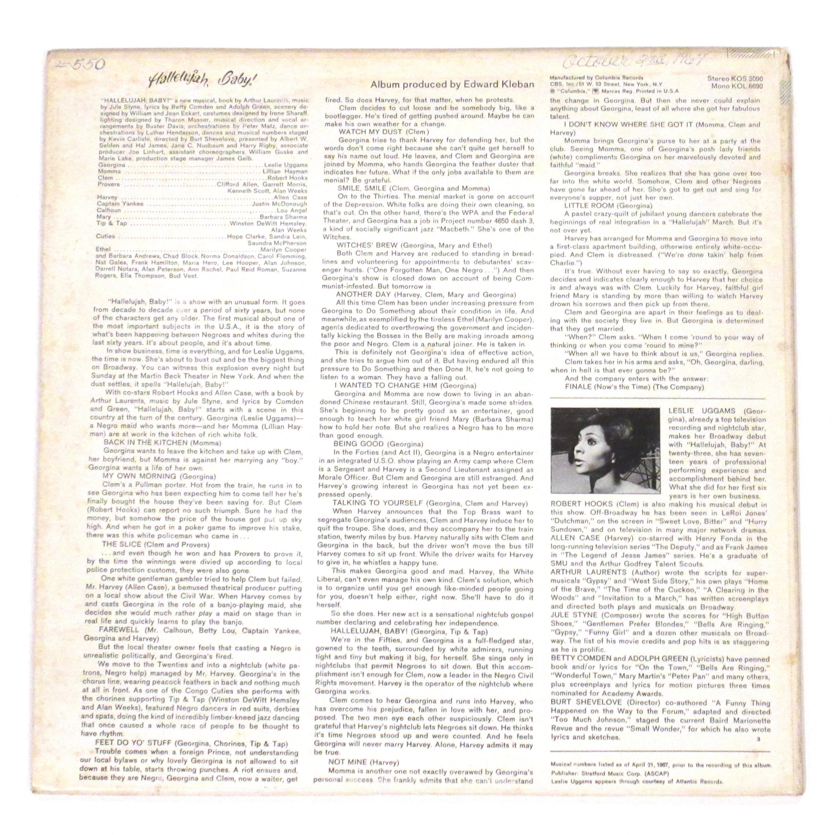 De Que Trata La Cancion Hallelujah Leslie Uggams Hallelujah Baby vinilo 1967 Black Broadway - Etsy México