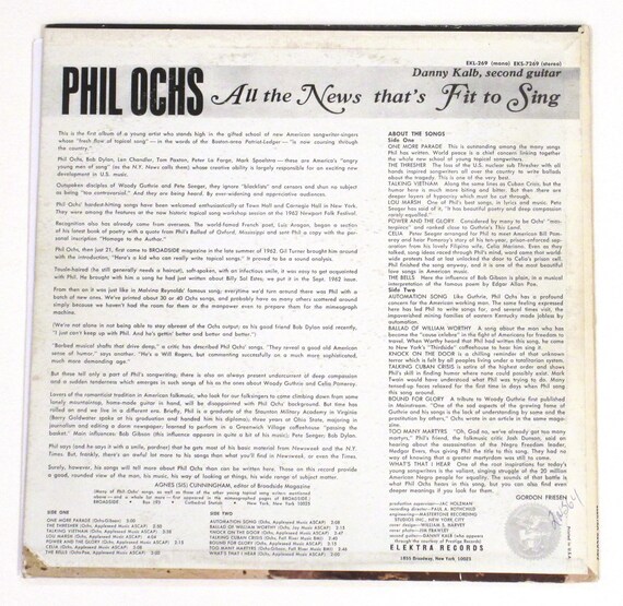 Phil Ochs Vinyl 1960s All The News That S Fit To Sing Etsy Phil Ochs Vinyl 1960s All The News That S Fit To Sing Etsy
