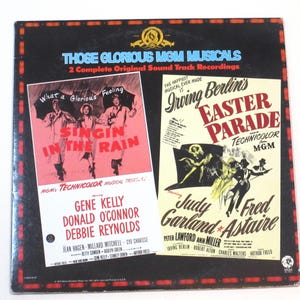 MGM musicals vinyl pair Singin in the Rain & Easter Parade, 2 record album cleaned to sound new, Gene Kelly Fred Astaire Judy Garland