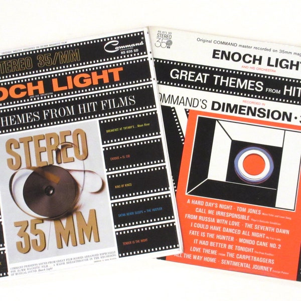 Enoch Light vinyl movie music 2 records Great Themes From Hit Films, Command Records, Dimension 3, James Bond themes, Hard Day's Night, more