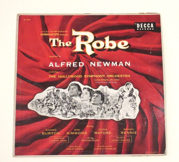 La banda sonora de vinilo de Robe Alfred Newman compositor épico bíblico de  los años 50 con Richard Burton, primera película de CinemaScope, Jean