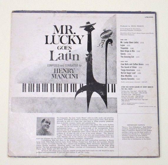 Mancini Vinyl Mr Lucky or Goes Latin 1950s Jazz TV Soundtrack