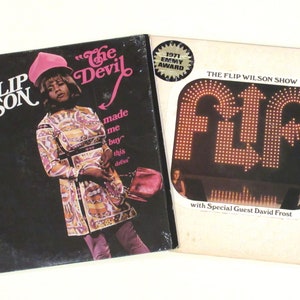 Flip Wilson vinyl 1960s comedy 2 TV show records Devil Made Me Buy This and Flip, or 2 stand-up albums You Devil You and Cowboys / People