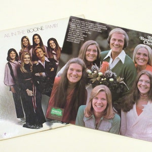 Boone Family Christmas vinyl plus All in the Boone Family, 2 records 1970s, Pat and wife Shirley, Debby Boone sisters, cleaned to sound new