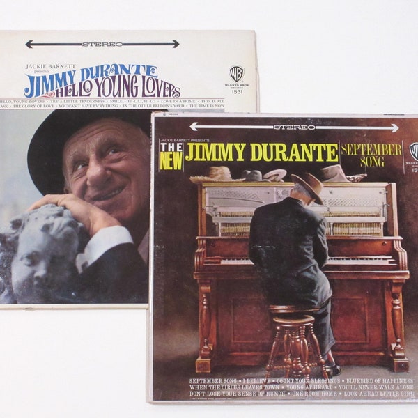 Jimmy Durante vinyl 1960s choice September Song, Hello Young Lovers, or One of Those Songs, songs include Smile, Mame, We're Going UFO-ing