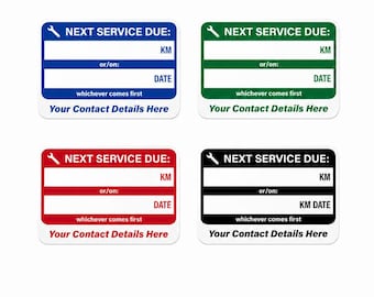 Custom Next Service Due Stickers: Personalised Vehicle Maintenance Labels for Cars & Machinery
