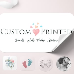 Custom Personalised Printed Stickers Round Square Rectangle Labels Decals Business Logo Wedding Events Gloss Australia Made and Post