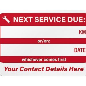 Custom Next Service Due Stickers: Personalised Vehicle Maintenance ...