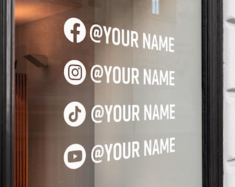 Personalised Removable Social Media Logo Vinyl Decal: Custom Wording, Colour, Font & Size