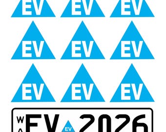 EV Tag Number Plate Stickers 35mm Waterproof Vinyl Decal Electric Vehicle Licence Registration Blue