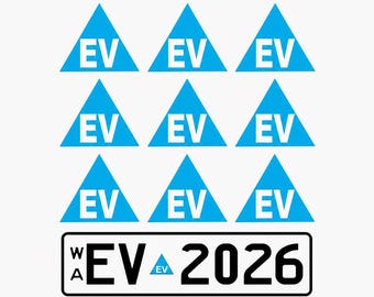 EV Tag Number Plate Stickers 35mm Waterproof Vinyl Decal Electric Vehicle Licence Registration Blue
