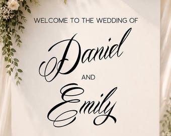 Personalised Removable Wedding Welcome Sign Vinyl Decal: Custom Text, Colour & Size