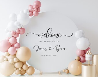 Personalised Removable Wedding Welcome Vinyl Decal: Custom Name, Colour, Font & Size