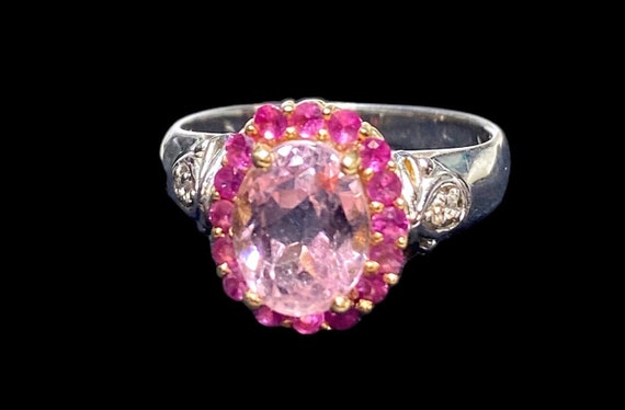 Vintage Sterling Silver Filigree with Pink Crystal - image 1