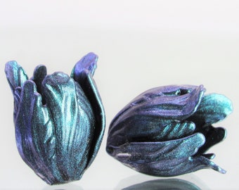 NEW COLORS Chameleon Blue Purple Vintaj Tulip Beads (2pcs)