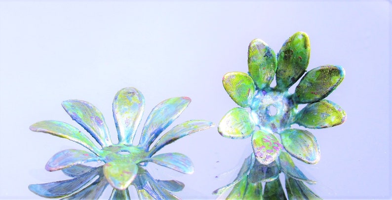 x2 pcs NEW IN STUDIO Patina Flower Bead Caps Bendable