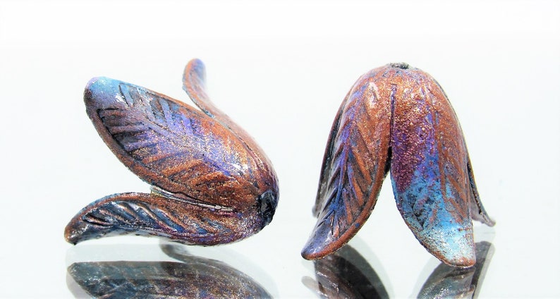 Artisan Patina 4-Petal Brass Magnolia Flower Bead Caps