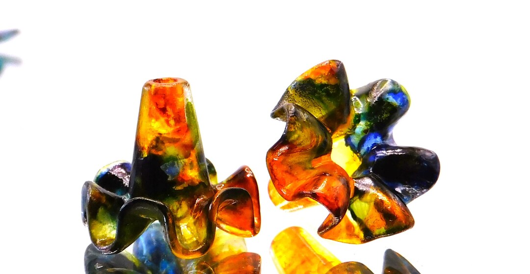 Lucite Color NEW COLORS: Hand-mixed Pigment Lucite Ruffled Beads 2 Pcs - Etsy