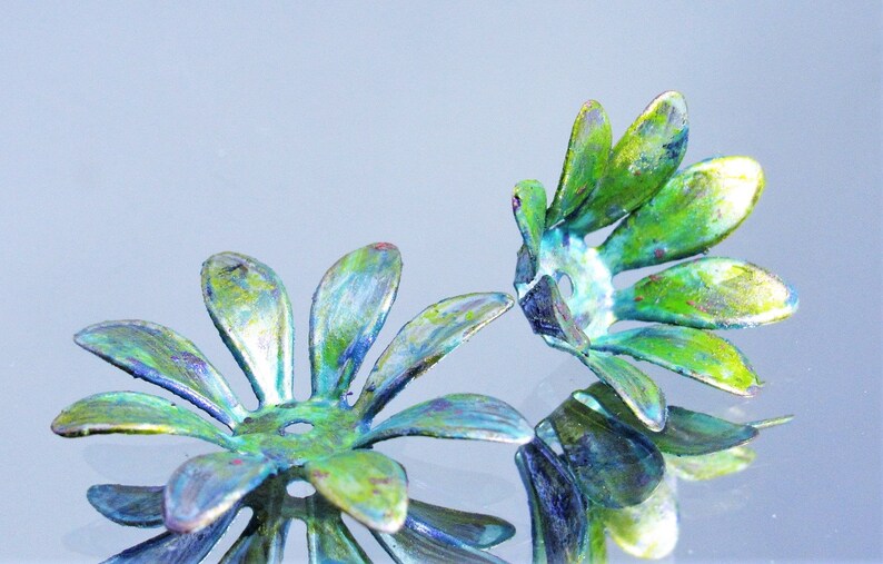 x2 pcs NEW IN STUDIO Patina Flower Bead Caps Bendable