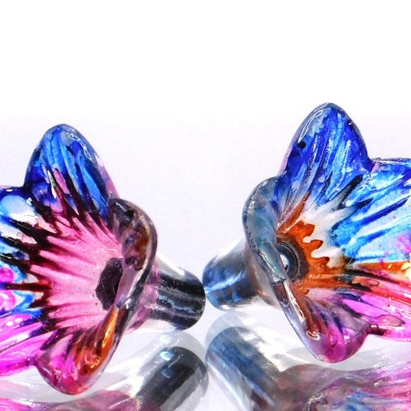 NEW COLORS:  Hand-Mixed Pigment over Lucite Flower Beads (2 pcs) (Large)