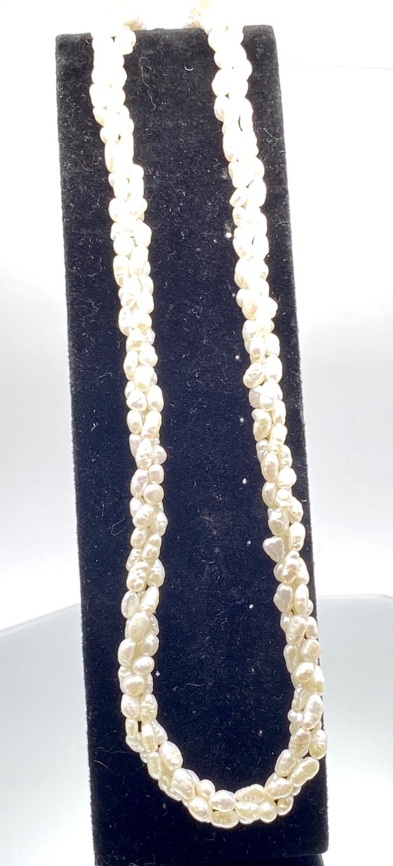 Beautiful Rice Pearl Necklace 3 Strands - image 2