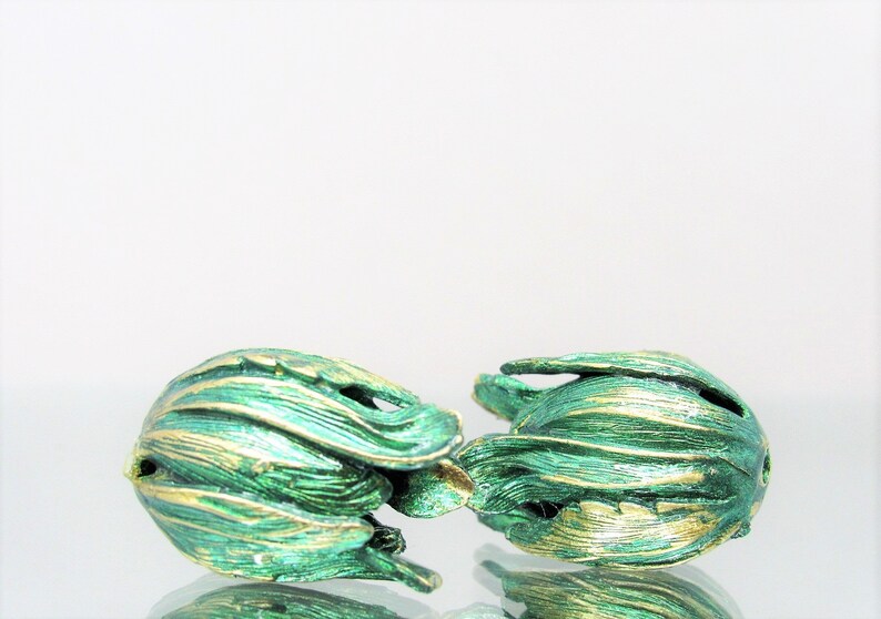 2 pc 2 pcs Summer Green Brass BeadsBead Caps