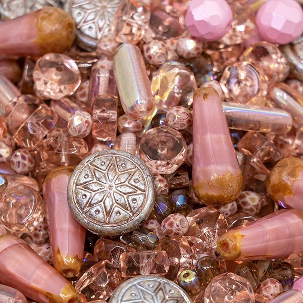 NEW in DIY SUPPLIES - Bohemian Dirty Pink Czech Glass Beads Mix (60 grams)